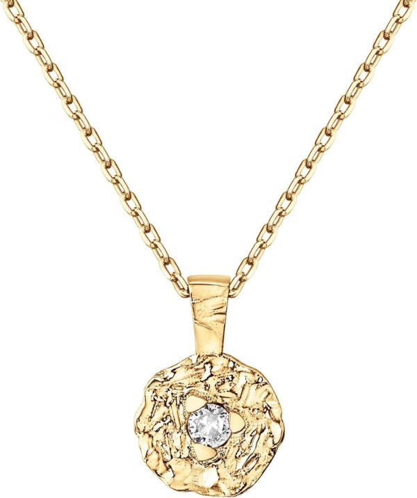 14K Gold Plated Engraved Coin Pendant Necklaces for Women | Byzantine Coin Pendants | Bohemian Necklace