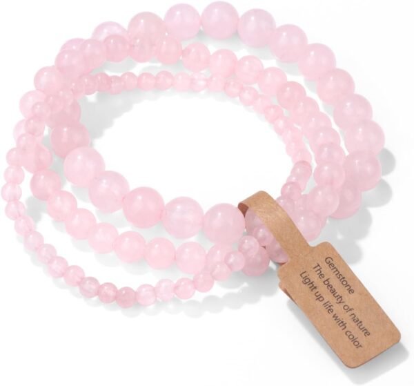 3 PCS Healing Crystal Bracelets for Women 8mm Natural Stone Beaded Stretch Bracelet Amethyst Jewelry Gifts