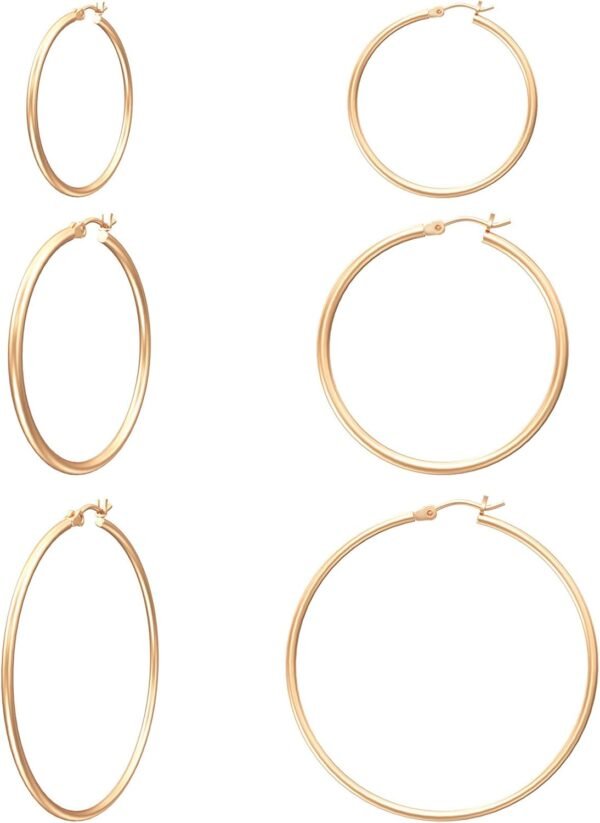 Gold Hoop Earrings for Women 14K Real Gold Plated Hoops with 925 Sterling Silver Post