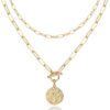 14K Gold Plated Layering Necklaces | Stylish Minimalist Design Pendant Necklaces | Bar, Circle, Lotus, Disc, Dog Tag, Horizontal Bar Pendants for Women