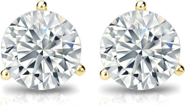 50ct to 5.00 Carat Round Brilliant Lab-Grown Diamond 3-Prong Stud Earrings in 14k Yellow, White or Rose Gold With Screw Back Closure