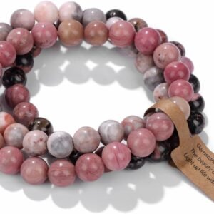 61zU651mQJL._AC_SL1500 3 PCS Healing Crystal Bracelets for Women 8mm Natural Stone Beaded Stretch Bracelet Amethyst Jewelry Gifts