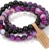 3 PCS Healing Crystal Bracelets for Women 8mm Natural Stone Beaded Stretch Bracelet Amethyst Jewelry Gifts