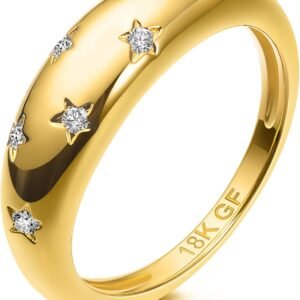 61zwsTr2dqS._AC_SL1500 Gold Plated Rings for Women - Trendy Cubic Zirconia 14k Gold Filled Stackable Rings