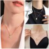 Gold Plated Jewelry Set for Women,14k Gold Plated Multi Layer Necklaces Stackable Bangle Bracelets Stackable Knuckle Rings Hoop Earrings Set Anniversary Trendy Elegance Charms Anniversary Birthday Jewelry Gift
