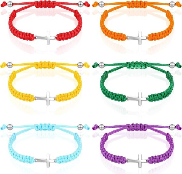 Cross Friendship Bracelet Adjustable Braided Rope Jesus Christian Cross Bracelets Matching Couple String Lucky Strand BFF Wristband for Women Men Boy Girls Easter Baptism