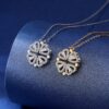 Sterling Silver Heart Shaped and Four Leaf Clover Convertible Pendant Necklace Crystals Jewelry for Women