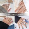 10PCS Gold Dome Chunky Rings for Women 18K Gold Plated Braided Twisted Round Signet Rings Adjustable Open Ring Band Statement Jewelry Size 7-9