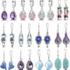 12 Pairs Teardrop Druse Crystal Drop Dangle Earrings for Women Cubic Zirconia Huggie Hoop Earring Jewelry Set Christmas Gifts