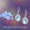 Bee/Flower/Hummingbird Bird Moonstone Earrings 925 Sterling Silver Teardrop Dangle Hypoallergenic Leverback Earring for Women