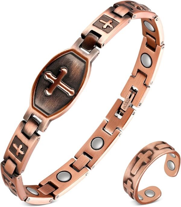 Copper Bracelets for Women, 99.99% Pure Copper Magnetic Bracelets with Effective Neodymium Magnets, Adjustable Jewelry Gift with Sizing Tool