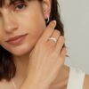 8PCS 14K Gold/Silver Rings Set for Women Non Tarnish Dainty CZ Simulated Diamond Ring Eternity Wedding Band Gold Stackable Thumb Rings Size 4-12
