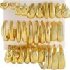 10 Pairs Hypoallergenic Chunky Gold Dangle Earrings for Women Trendy Thick Gold Plated Hoop Earrings Set Lightweight Jewelry