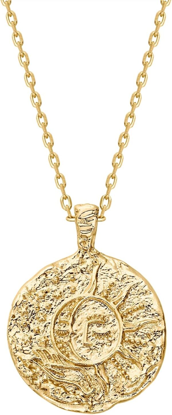14K Gold Plated Engraved Coin Pendant Necklaces for Women | Byzantine Coin Pendants | Bohemian Necklace