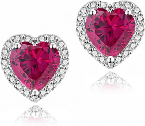 Cubic Zirconia Earrings Studs, Halo CZ Birthstone Simulated Diamond Stud Earrings for Women
