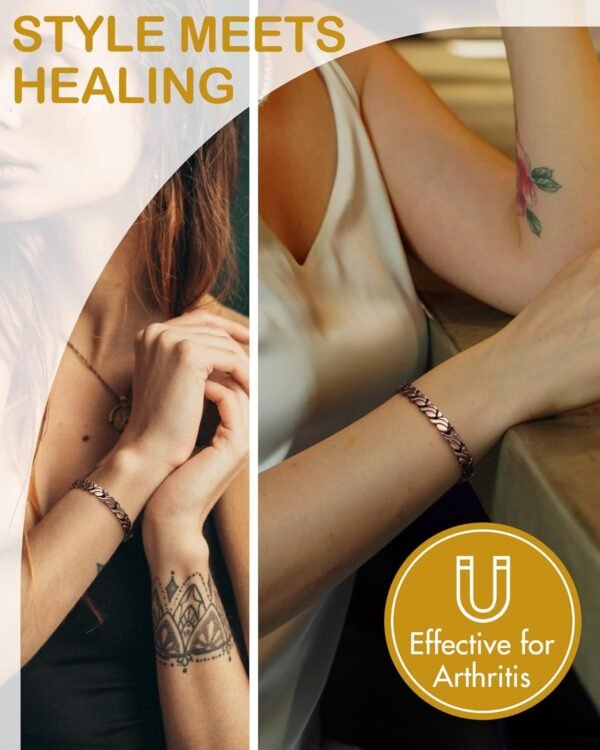 Copper Bracelets for Women, 99.99% Pure Copper Magnetic Bracelets with Effective Neodymium Magnets, Adjustable Jewelry Gift with Sizing Tool