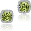 Cubic Zirconia Earrings Studs, Halo CZ Birthstone Simulated Diamond Stud Earrings for Women