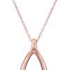 18k Yellow Gold Plated Sterling Silver Wishbone Pendant Necklace