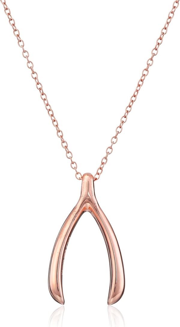 18k Yellow Gold Plated Sterling Silver Wishbone Pendant Necklace