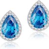 Cubic Zirconia Earrings Studs, Halo CZ Birthstone Simulated Diamond Stud Earrings for Women