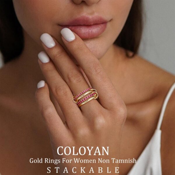 Stackable Rings for Women Non Tarnish, Dainty Cubic Zirconia Multi Ring 18K Gold Plated, Statement Rings Stacking Rings Jewelry
