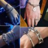 18-25 PCS(6 Pack) Boho Gold Bracelets Set for Women Stackable Chunky Dainty Bangles Adjustable Chain Flat Cuff Cuban Punk Charm Bundle Jewelry