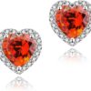 Cubic Zirconia Earrings Studs, Halo CZ Birthstone Simulated Diamond Stud Earrings for Women