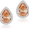 Cubic Zirconia Earrings Studs, Halo CZ Birthstone Simulated Diamond Stud Earrings for Women