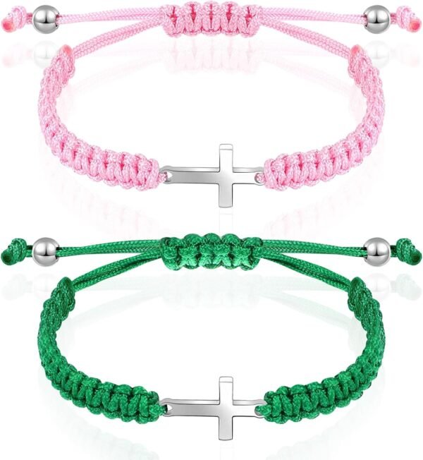 Cross Friendship Bracelet Adjustable Braided Rope Jesus Christian Cross Bracelets Matching Couple String Lucky Strand BFF Wristband for Women Men Boy Girls Easter Baptism