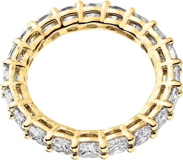 14K Gold Plated Eternity Ring for Women - Square-Cut Cubic Zirconia Rings - Stackable Love Wedding Band
