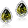 Cubic Zirconia Earrings Studs, Halo CZ Birthstone Simulated Diamond Stud Earrings for Women