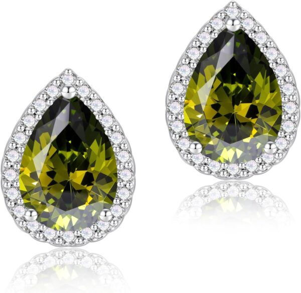 Cubic Zirconia Earrings Studs, Halo CZ Birthstone Simulated Diamond Stud Earrings for Women