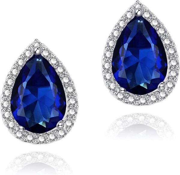 Cubic Zirconia Earrings Studs, Halo CZ Birthstone Simulated Diamond Stud Earrings for Women