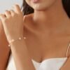 14k Gold Plated Pearl Bracelets for Women,Dainty Bracelets Stack Pearls Beaded Link Chain Charm Bracelets Set Layered Non Tarnish Tiny Jewelry for Women