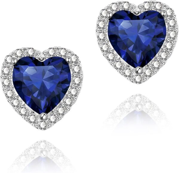 Cubic Zirconia Earrings Studs, Halo CZ Birthstone Simulated Diamond Stud Earrings for Women