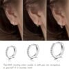 925 Sterling Silver Small Hoop Earrings Cubic Zirconia Huggie Hoop Earrings, 3 Pairs 14K White Gold Plated Cartilage Piercing Earrings Ear Cuff Tiny Hoop Earrings for Women Men