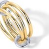 14K Gold Plated Interlocked Stackable Rings for Women - Statement Mixed Metals Multi Ring Stack - Cubic Zirconia Two-Toned Connected Bands Stacking Jewelry