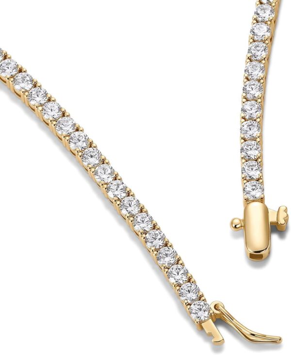 14K Gold Plated 3mm Simulated Diamond Tennis Necklace – Chunky Long Necklace for Women – Sizes 16" and 18"