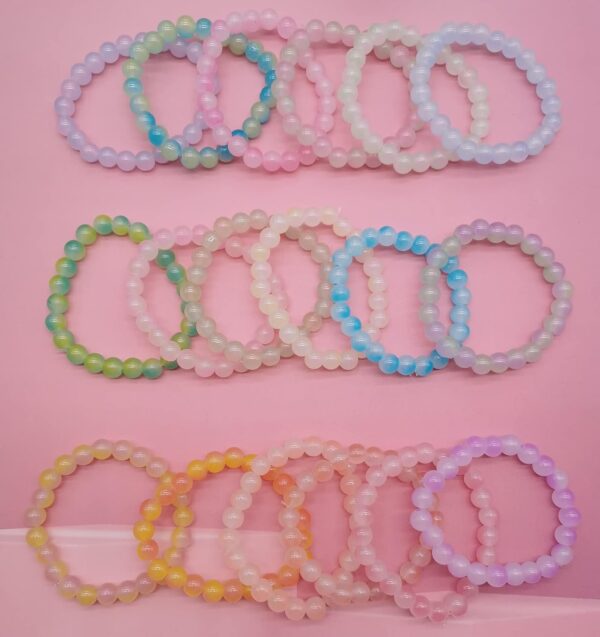 18Pcs 8mm Beaded Stretch Bracelet Handmade Round Glass Bracelet for Women Multicolor Matte Beads Elastic Bracelet