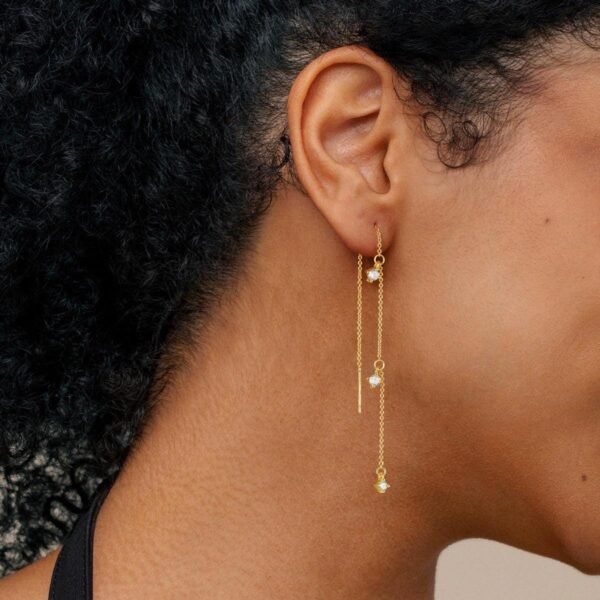 Gold Earrings for Women, Dainty 14K Gold Plated Dangle Earrings for Women Trendy Long Dangle Drop Chain Earring for Sensitive Ears Cute Hypoallergenic Threader Earring Non Tarnish Jewelry Gifts