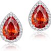 Cubic Zirconia Earrings Studs, Halo CZ Birthstone Simulated Diamond Stud Earrings for Women