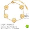 Four Leaf Clover Bracelet for Women 18K Gold Plated Stainless Steel Lucky 4 Leaf Gold Link Bracelet Jewelry Gift for Women