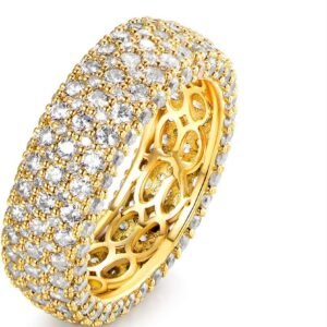 71asVAgWg7L._AC_SL1100 Women's Wide Eternity Ring Wedding Band - 18k White or Rose Gold Plated Wide Band Cubic Zirconia Eternity Ring