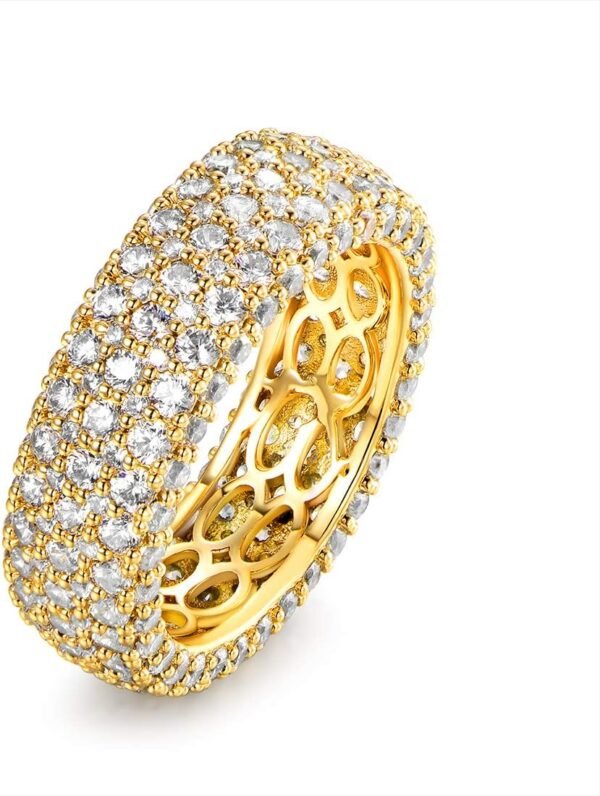 Women's Wide Eternity Ring Wedding Band - 18k White or Rose Gold Plated Wide Band Cubic Zirconia Eternity Ring