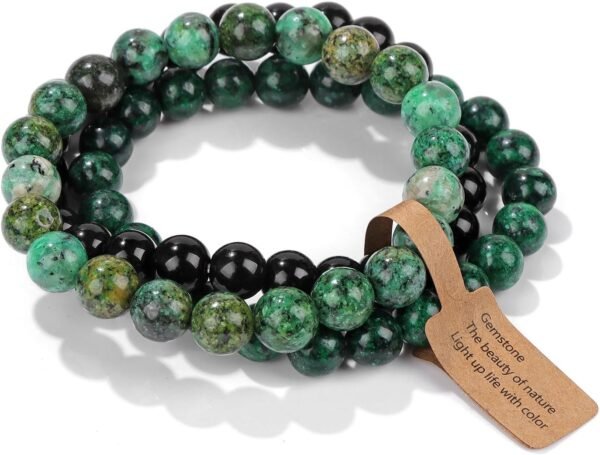 3 PCS Healing Crystal Bracelets for Women 8mm Natural Stone Beaded Stretch Bracelet Amethyst Jewelry Gifts