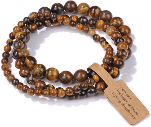 3 PCS Healing Crystal Bracelets for Women 8mm Natural Stone Beaded Stretch Bracelet Amethyst Jewelry Gifts