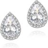Cubic Zirconia Earrings Studs, Halo CZ Birthstone Simulated Diamond Stud Earrings for Women