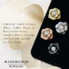 Gold Plated Sterling Silver Rose Flower Earring Studs, Hypoallergenic & Nickel Free Earrings for Women