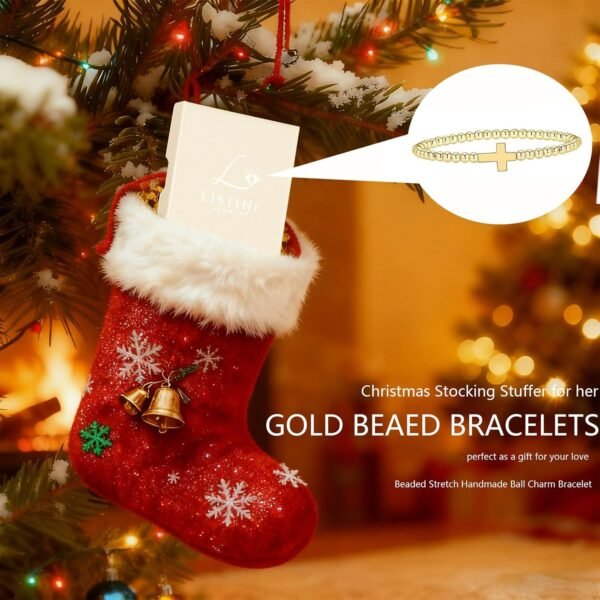 Gold Bracelets for Women 14K Gold Beaded Bracelets Stackable Bracelets for Women Gold Charm Bracelet Non Tarnish Gold Jewelry for Women Trendy