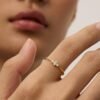 18K Gold Plated Marquise Round Mini Cubic Zirconia Stackable Rings for Women | Dainty Stacking Thin Band for Women